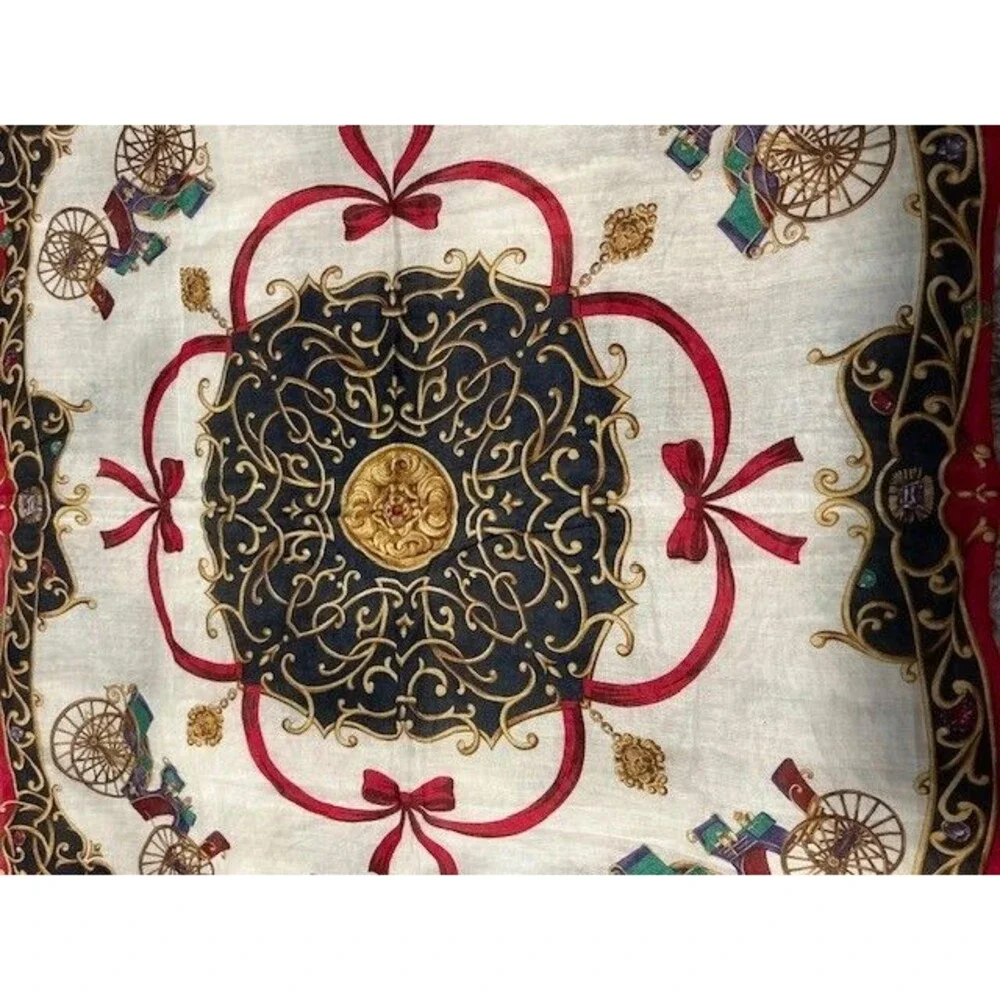 Celine Blue Red & Gold Cotton Handkerchief Scarf